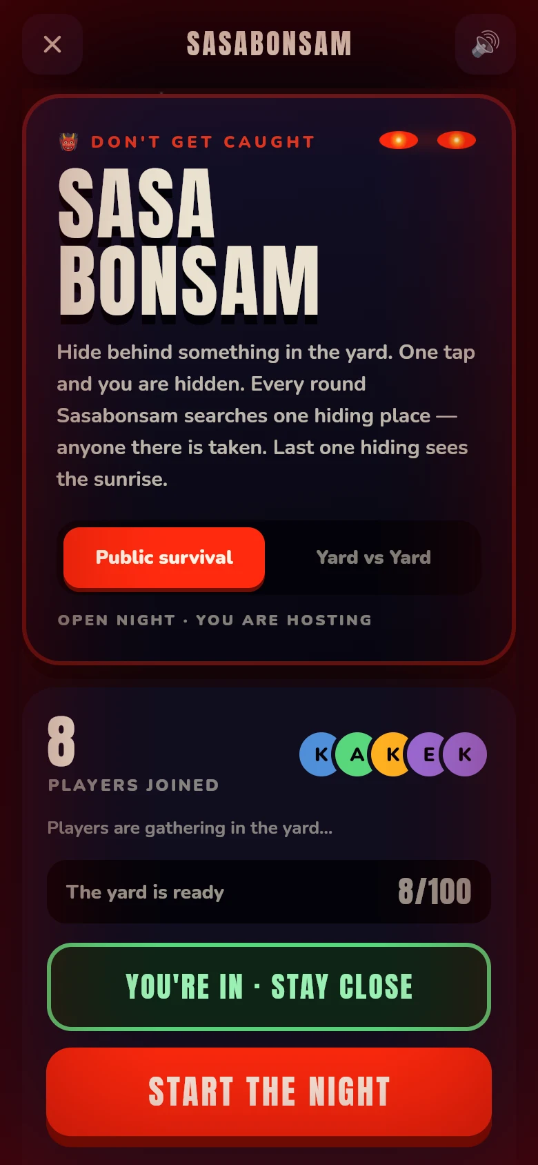 The Sasabonsam lobby: the players who have joined and the wait for the night to start