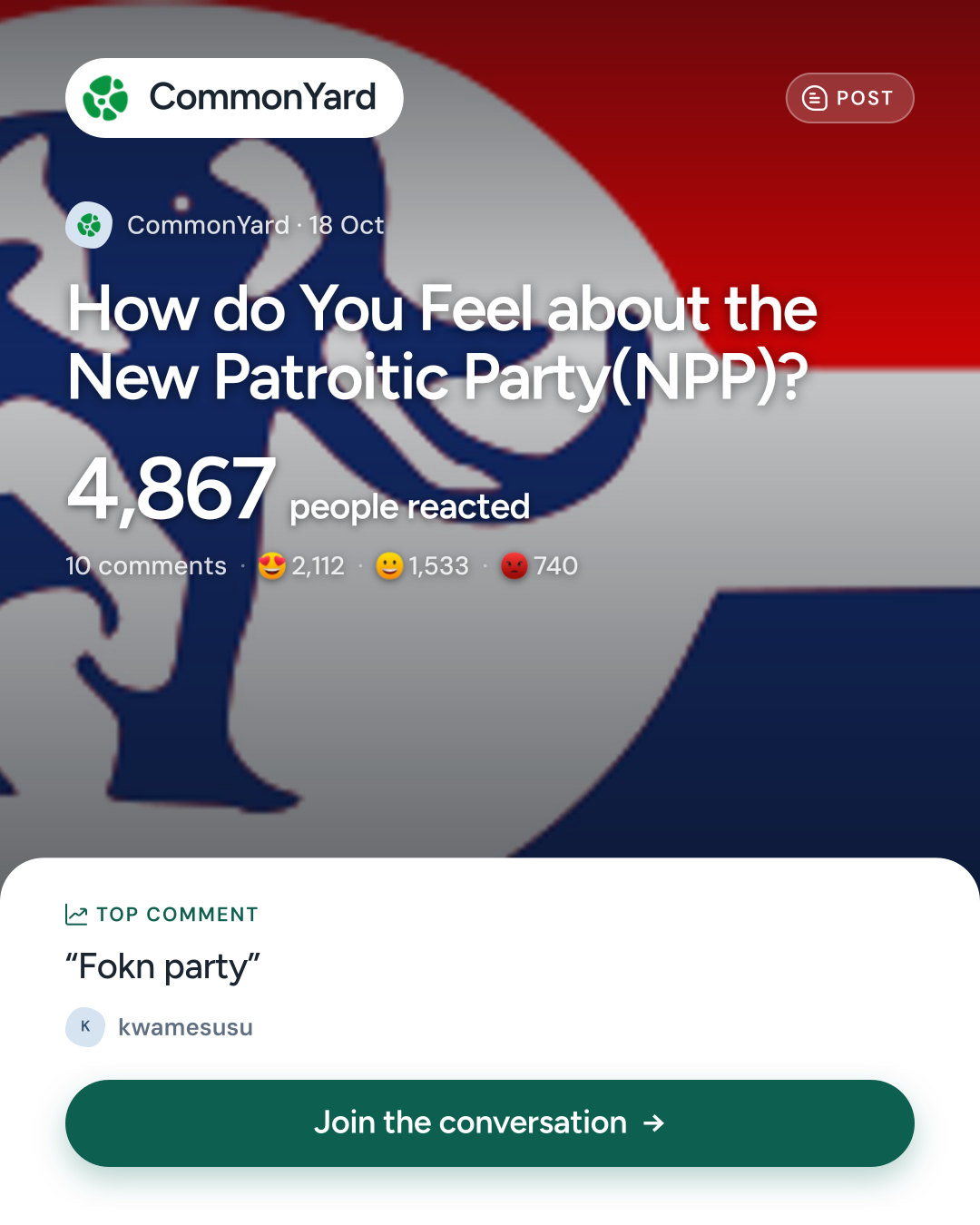 How do You Feel about the New Patroitic Party(NPP)?