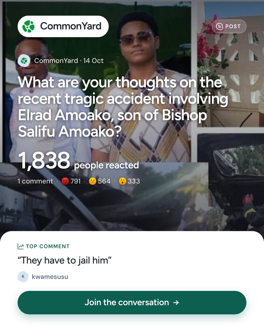 What are your thoughts on the recent tragic accident involving Elra...