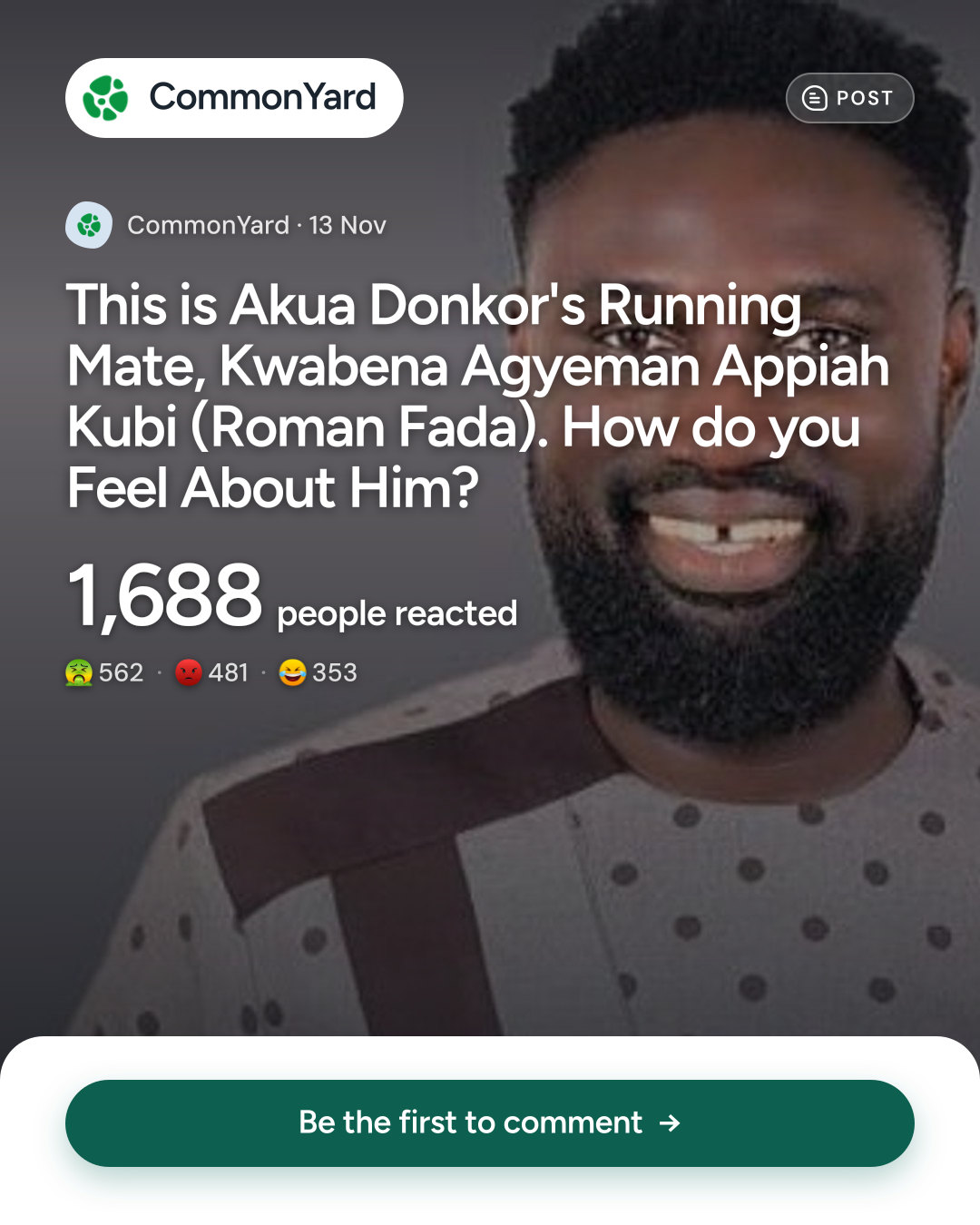 This is Akua Donkor's Running Mate, Kwabena Agyeman Appiah Kubi (Ro...