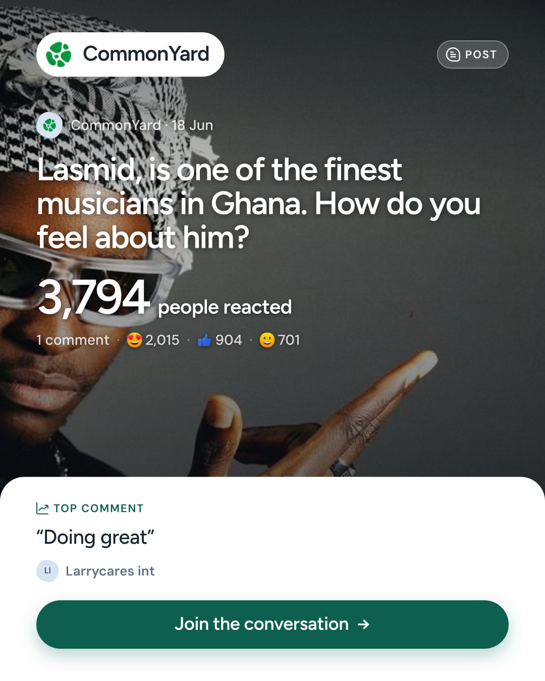 Lasmid, is one of the finest musicians in Ghana. How do you feel ab...