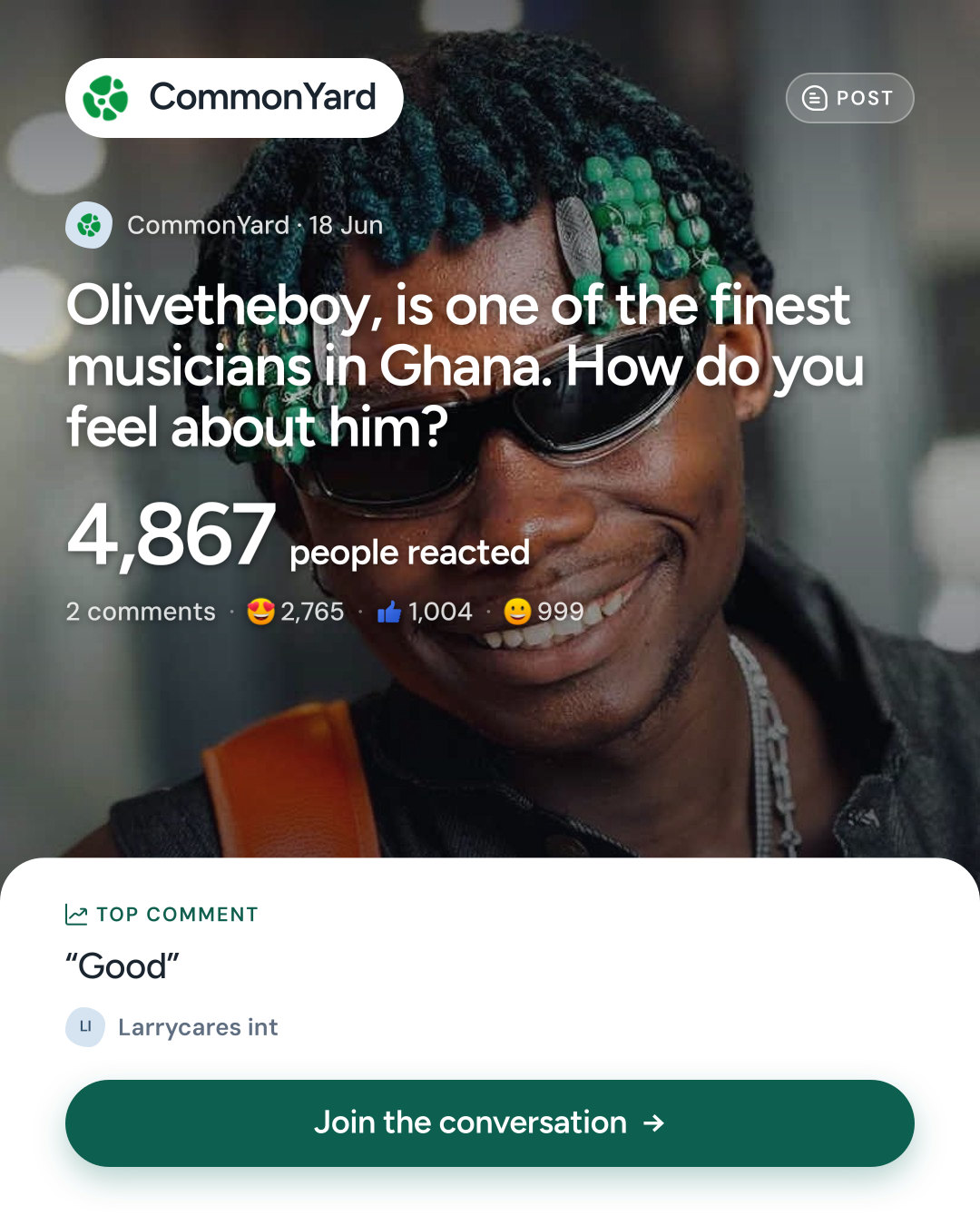 Olivetheboy, is one of the finest musicians in Ghana. How do you fe...