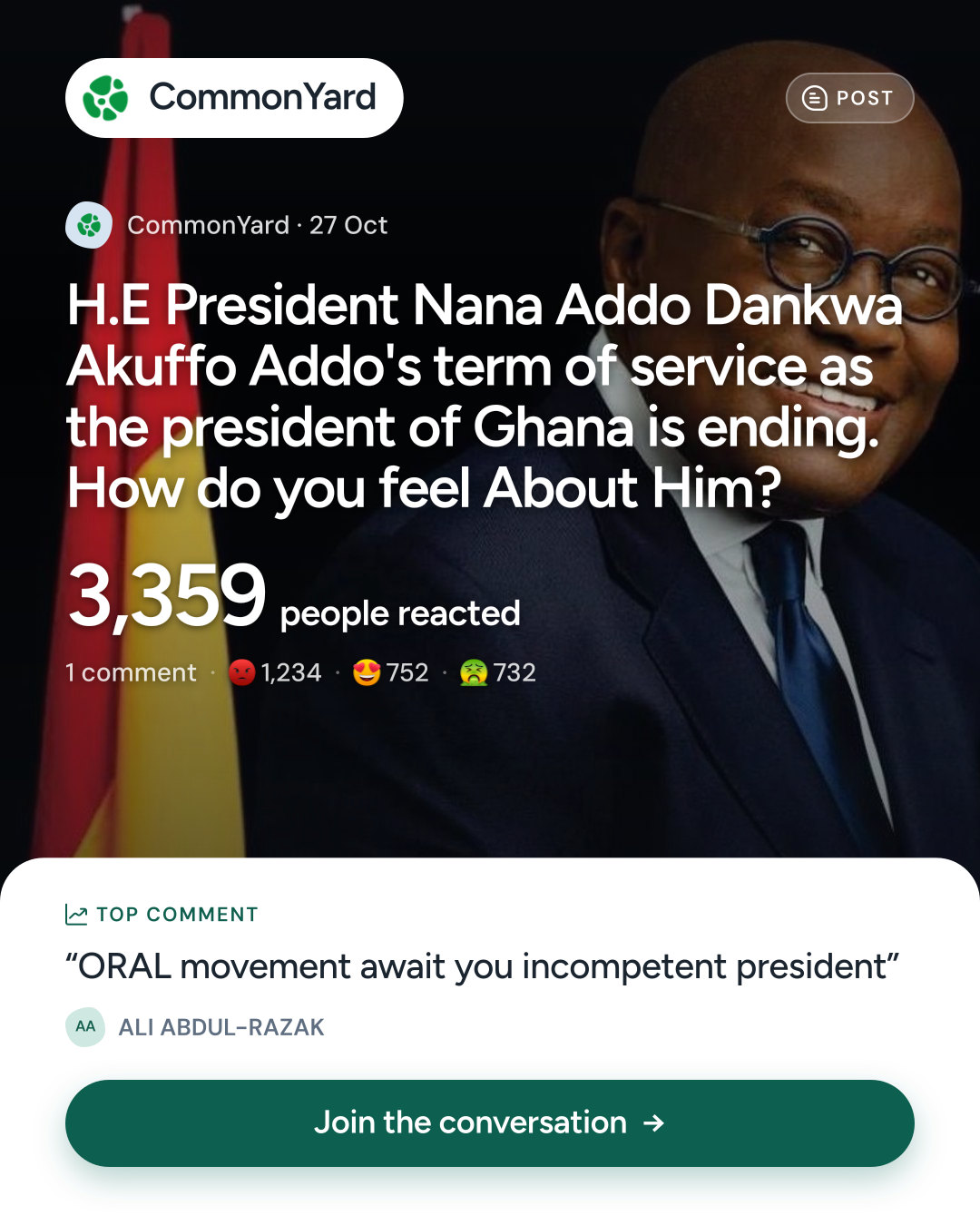 H.E President Nana Addo Dankwa Akuffo Addo's term of service as the...