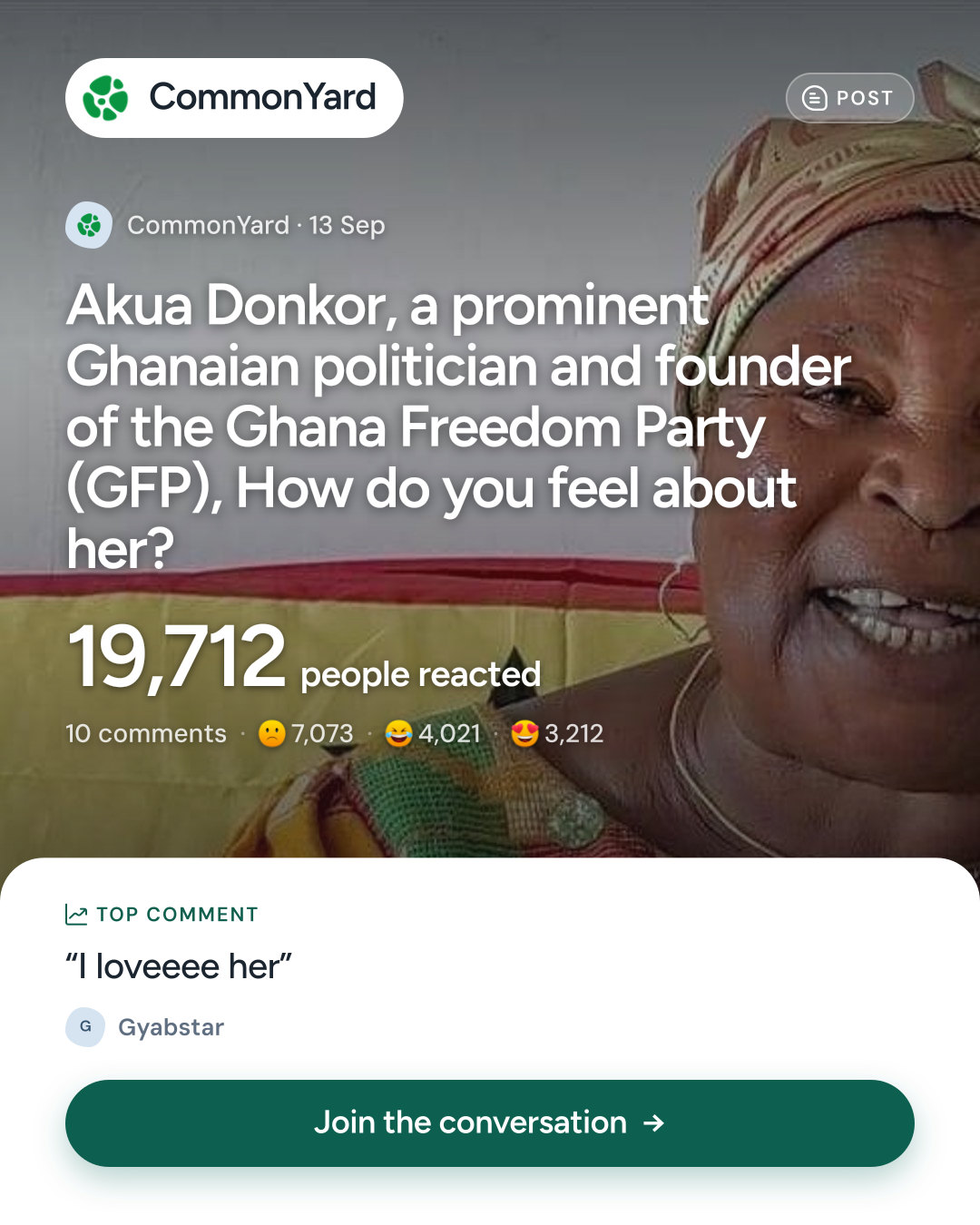 Akua Donkor, a prominent Ghanaian politician and founder of the Gha...