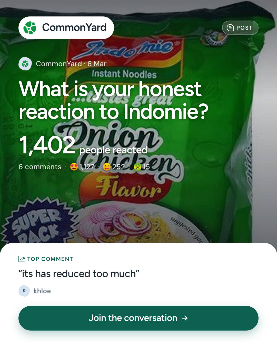 What is your honest reaction to Indomie?